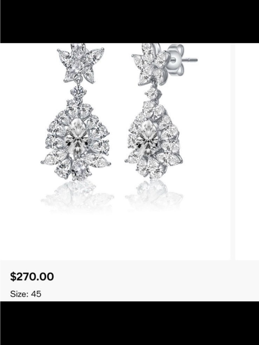 Sterling Silver Clear Crystal Drop Earrings - Women Jewelry